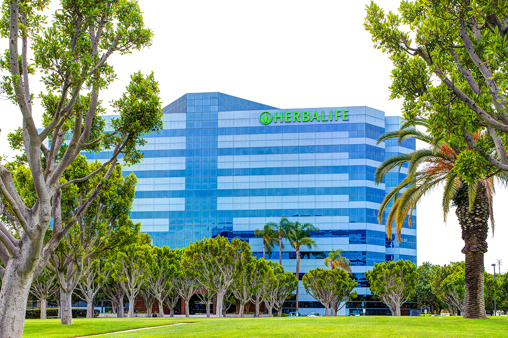 Carson, United States - August 2, 2014: Herbalife headquarters building. Herbalife International is a multi-level marketing company that sells nutrition, weight management and skin-care products.